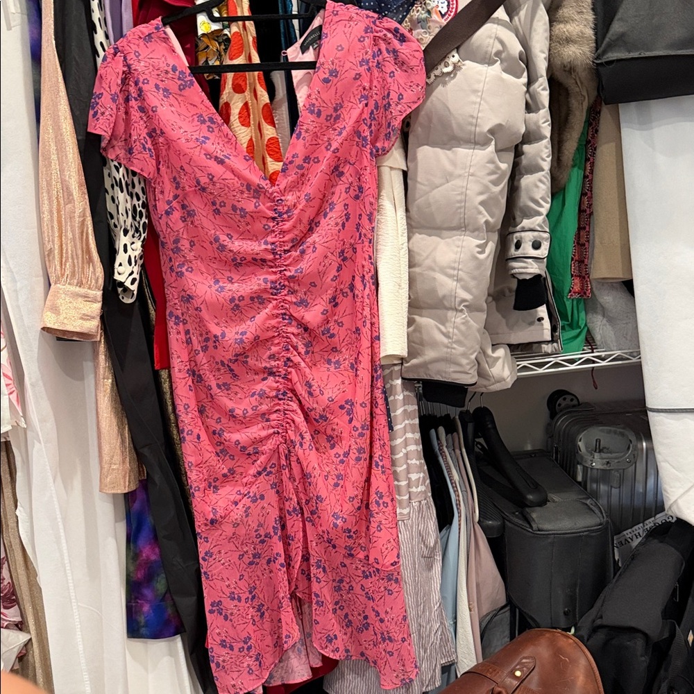 MAJORELLE Pink Floral Midi Dress